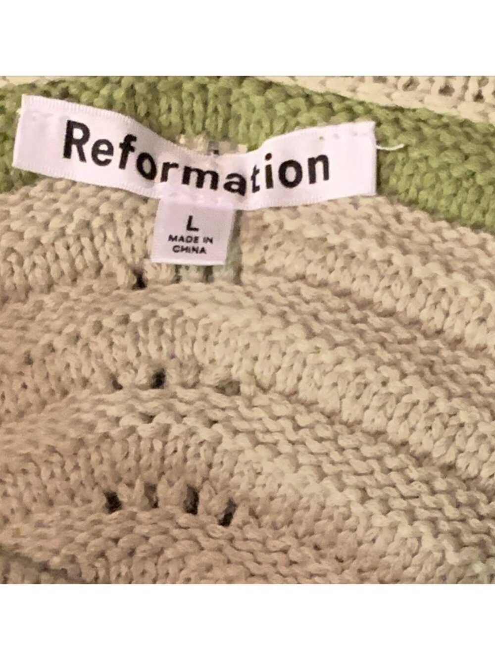 New W/tags Reformation Yara Novelty Two Piece Womens L Green Cotton Open Knit - Picture 4 of 9